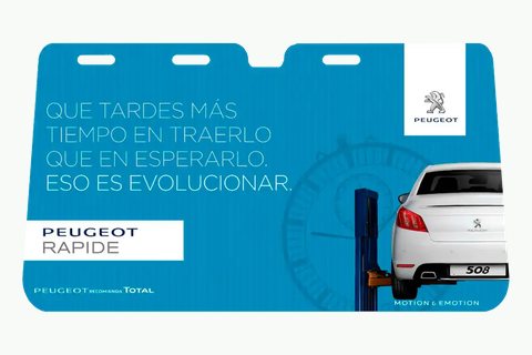 Parasol publicitario realizado por Converpack para Peugeot